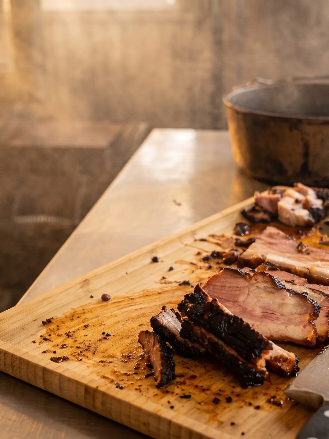 Gerookt buikspek van de BBQ