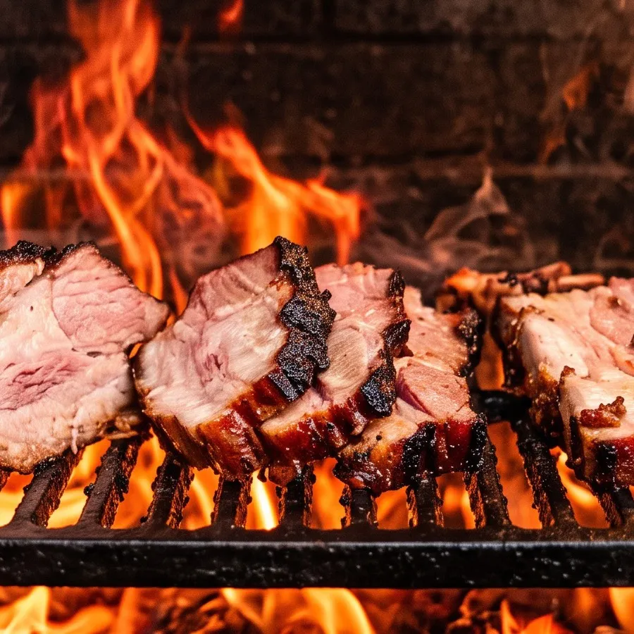 Vlammen en vuur bij het grillen