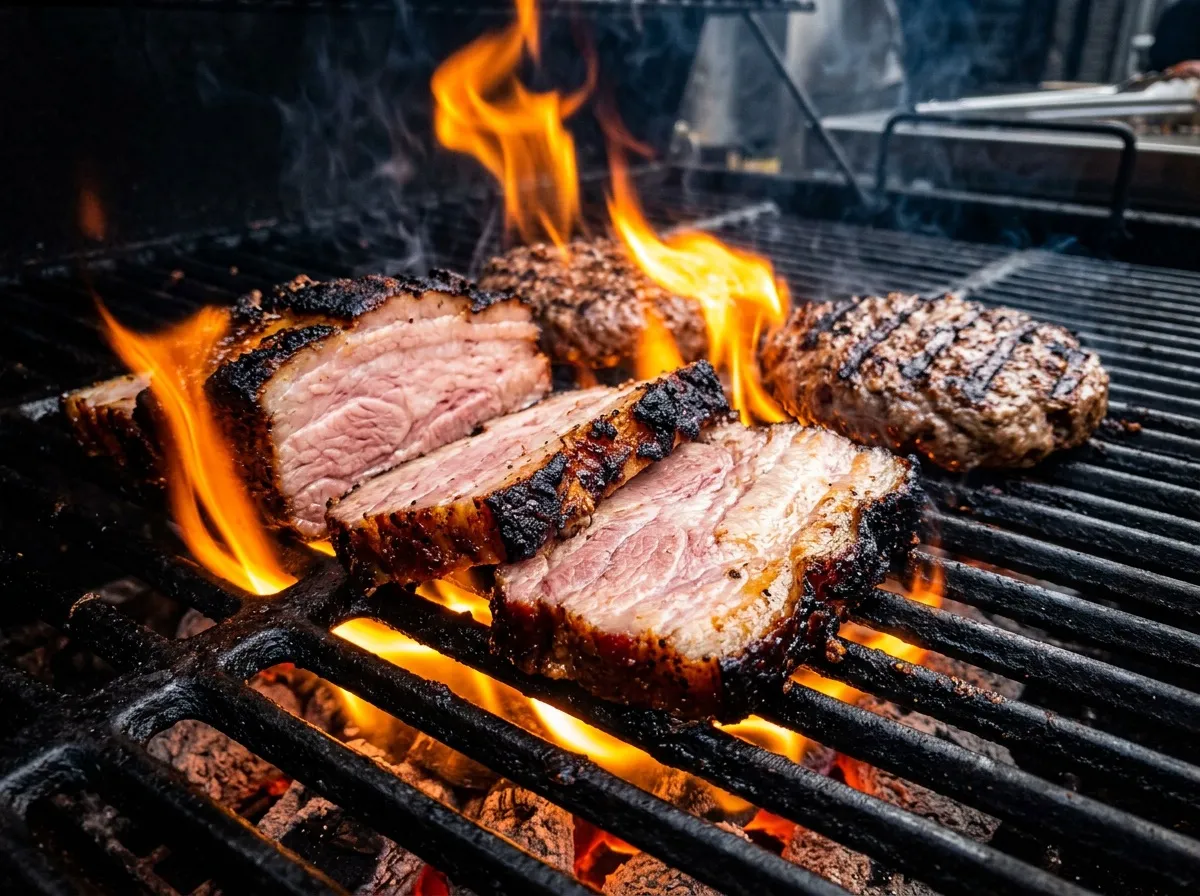 BBQ-gerecht van dichtbij op de grill
